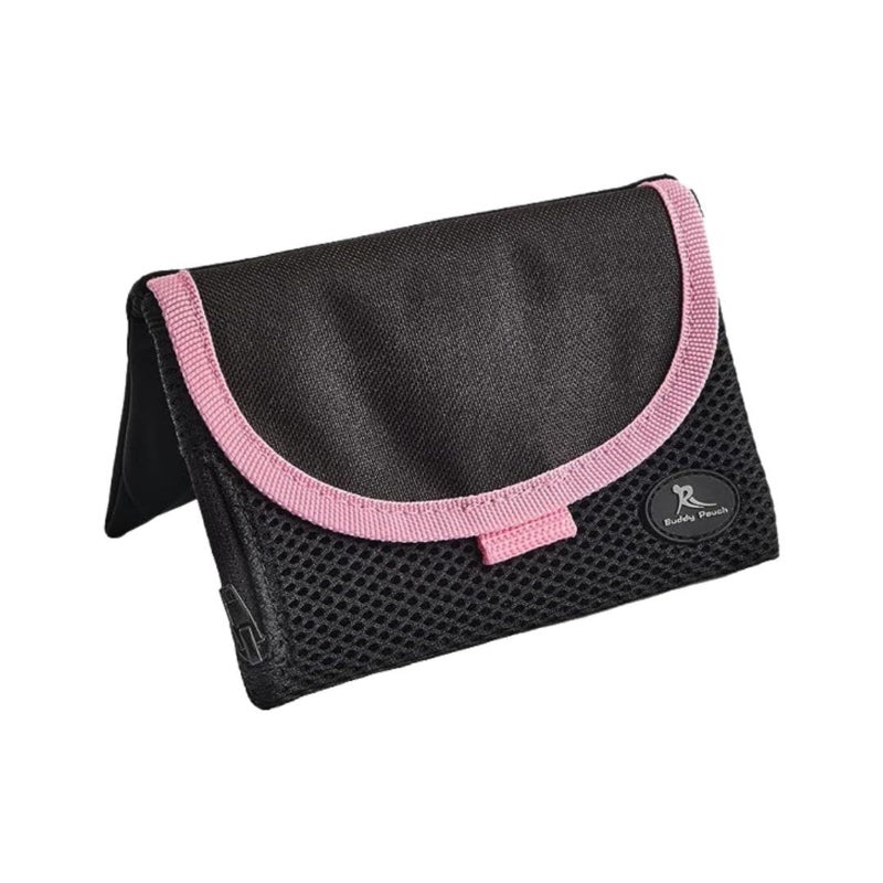 Running Buddy Magnetic Fanny Pack - Water-Resistant Belt Bag - Secure Magnetic Closure Waist Pack - Phone Belt Holder & Headphone Port - XL 6.8 x 4 in, Black/Pink - Image 1